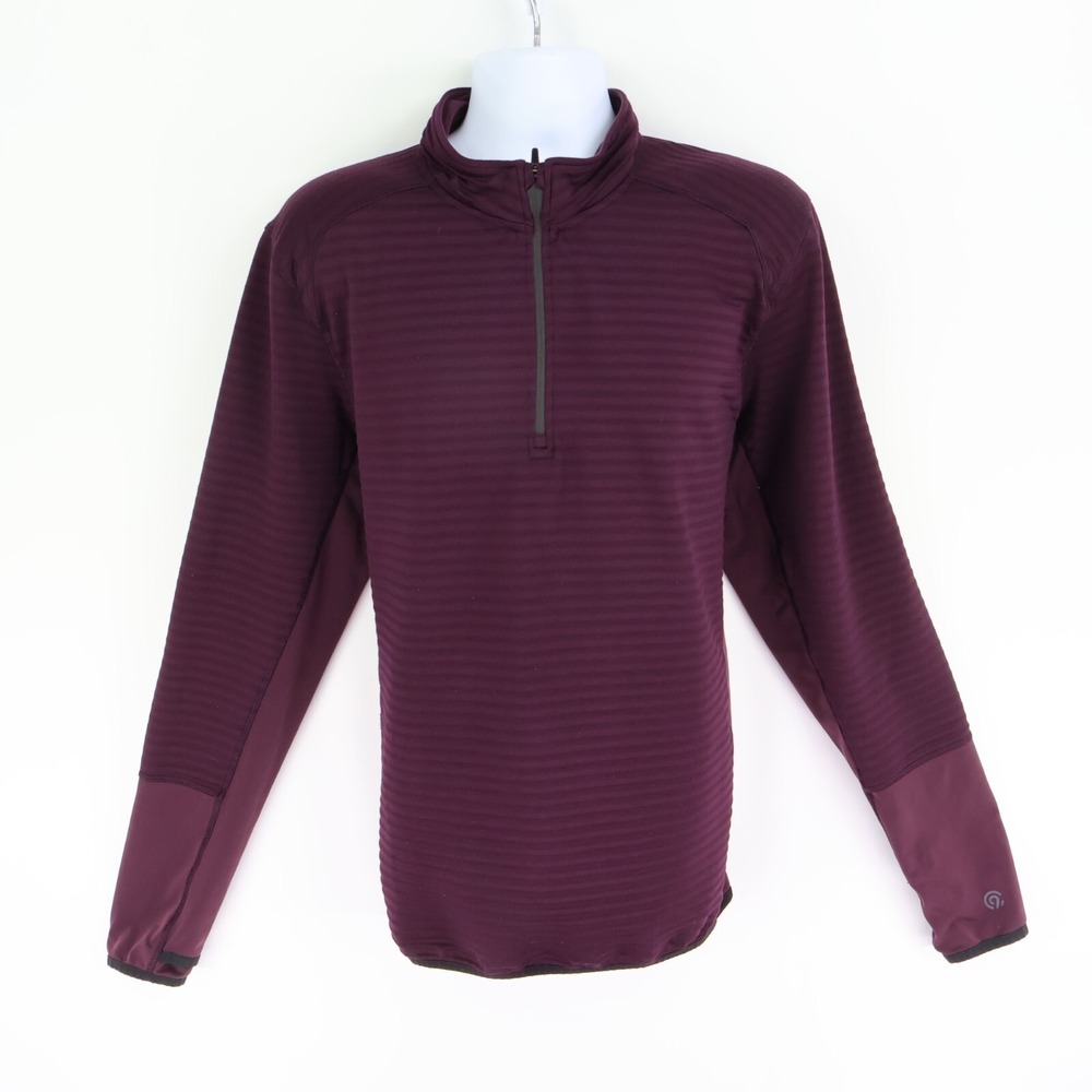 Champion Activewear 1/4 Zip‎ Jacket Mens XL Purple Striped Power Core Thumbholes